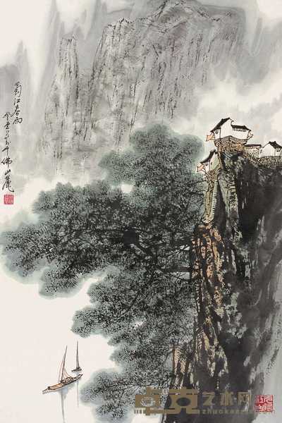 张登堂 蜀江春雨 镜心 68×45cm